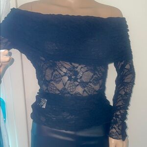 Black Lace Off-Shoulder Top